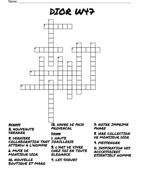 dior pro|dior product crossword.